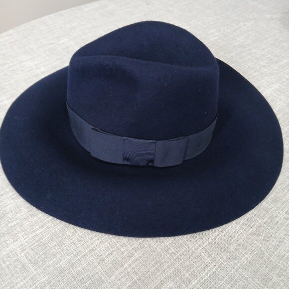 Brixton Supply Co Felted Wool Wide Brimmed Navy Fidora Hat main image 7